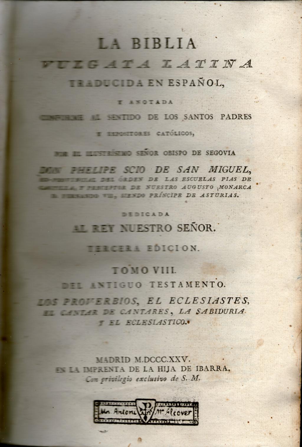 Coberta de La Biblia Vulgata Latina (Tom VIII)